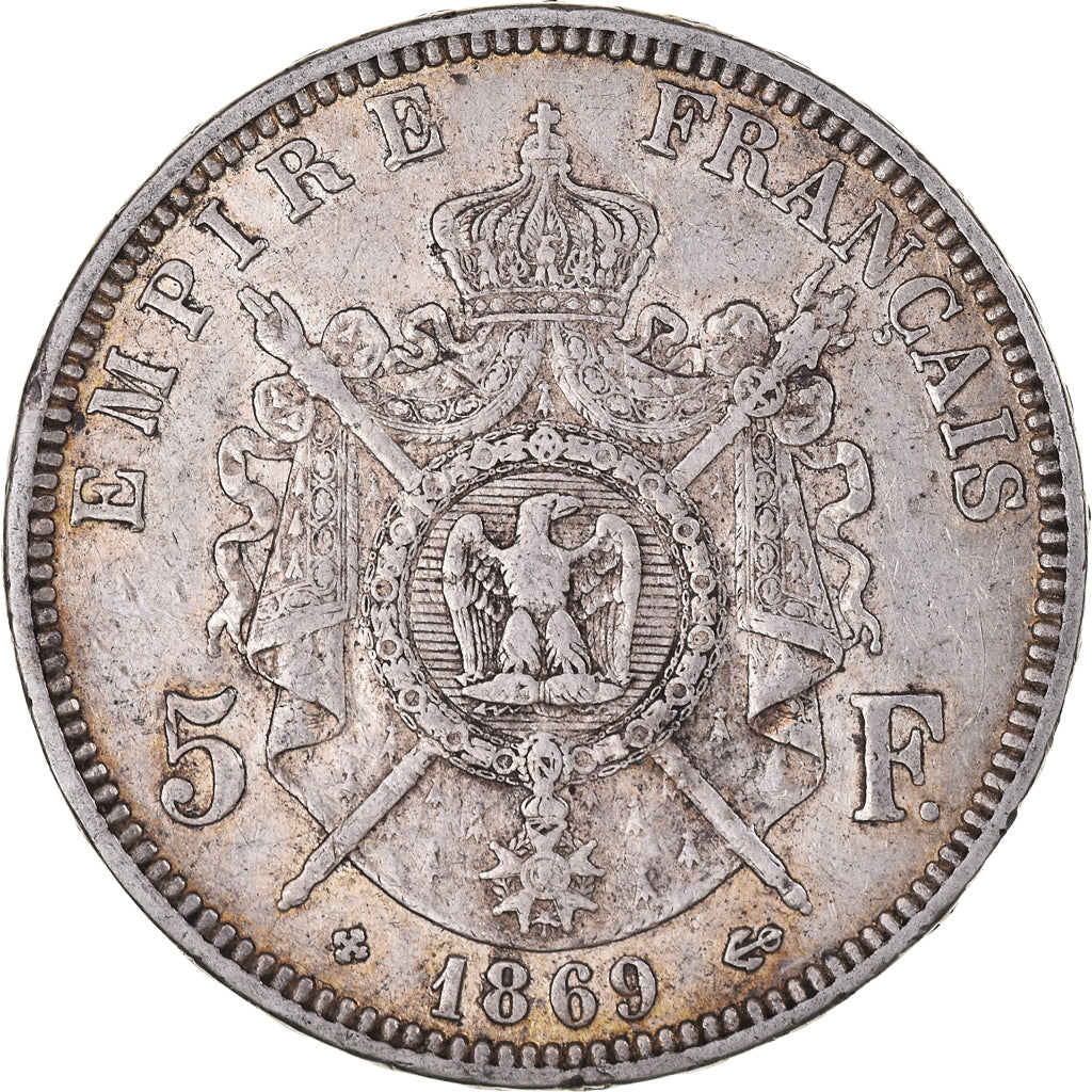 Coin, France, Napoleon III, 5 Francs, 1869, Strasbourg, EF(40-45), Silver