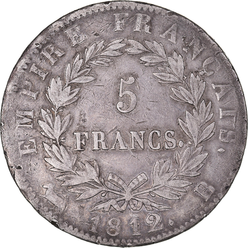 Coin, France, Napoléon I, 5 Francs, 1812, Rouen, VF(30-35), Silver, KM:694.2