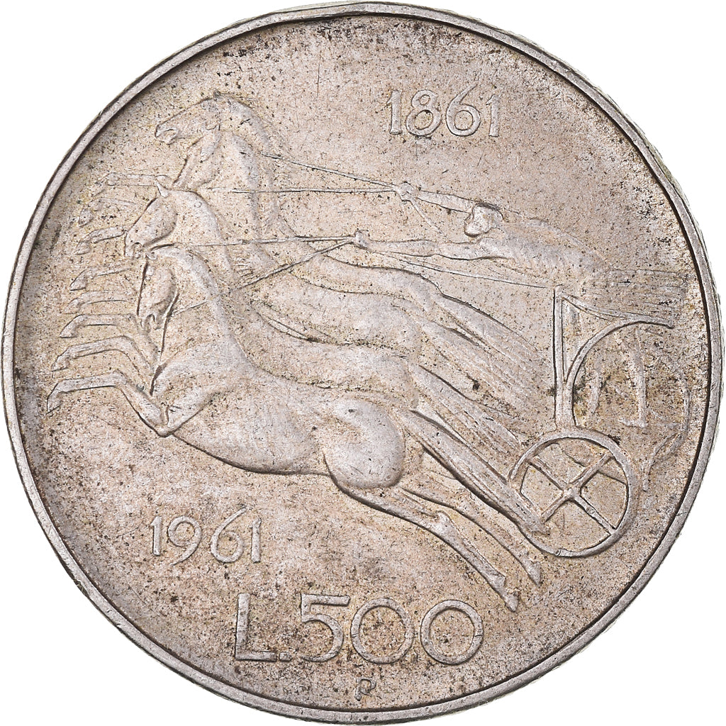 Coin, Italy, 500 Lire, 1961, Rome, AU(50-53), Silver, KM:99