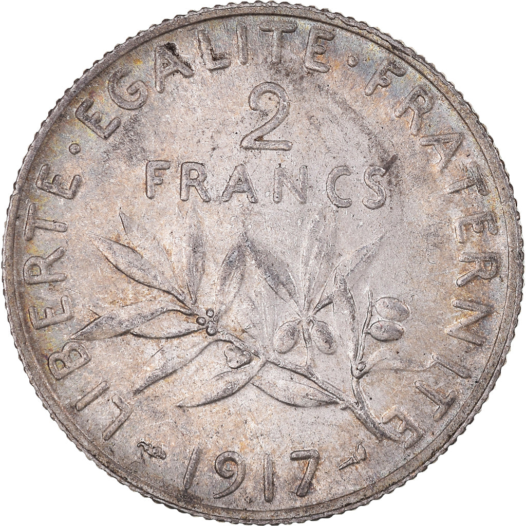 Coin, France, Semeuse, 2 Francs, 1917, Paris, MS(60-62), Silver, KM:845.1
