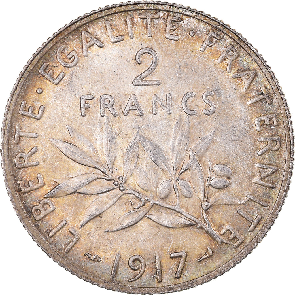 Monnaie, France, Semeuse, 2 Francs, 1917, Paris, SUP+, Argent, Gadoury:532