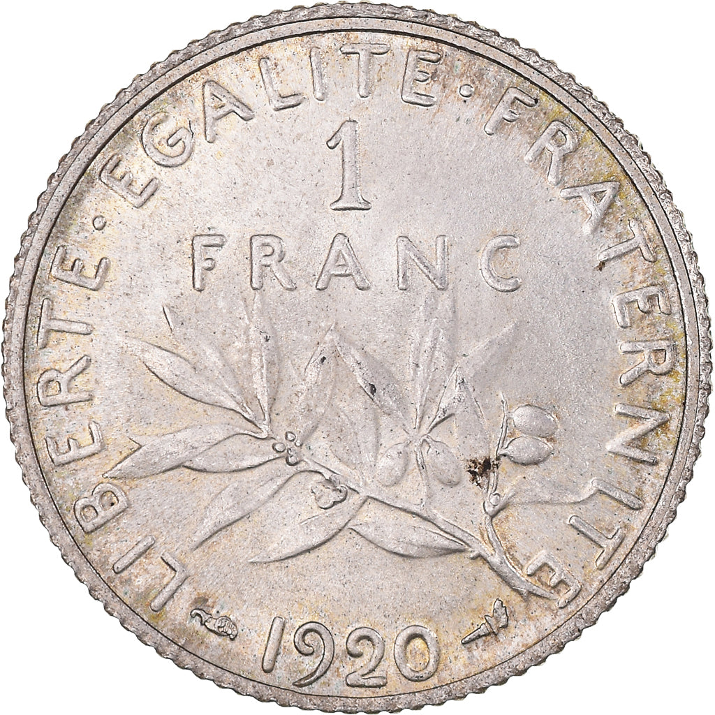 Coin, France, Semeuse, Franc, 1920, Paris, MS(63), Silver, KM:844.1, Gadoury:467