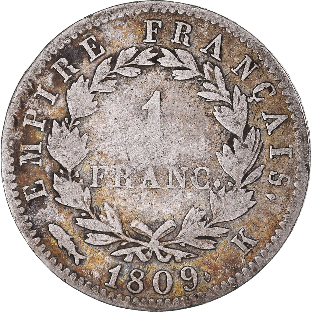 Coin, France, Napoléon I, Franc, 1809, Bordeaux, VF(20-25), Silver, KM:692.8