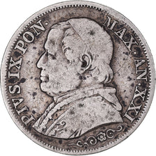 Moneta, STATI ITALIANI, PAPAL STATES, Pius IX, Lira, 1867, Roma, MB, Argento