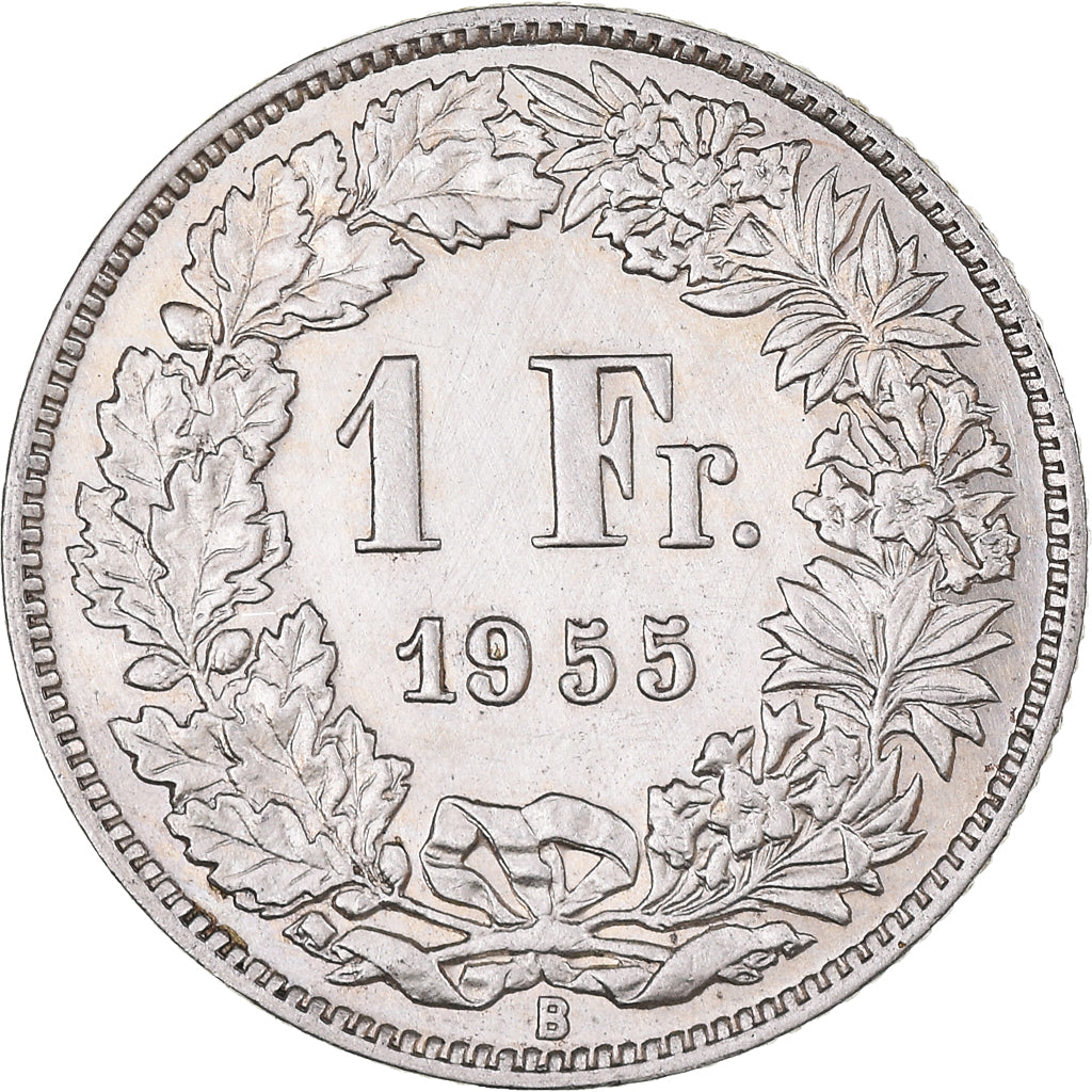 Coin, Switzerland, Franc, 1955, Bern, AU(55-58), Silver, KM:24