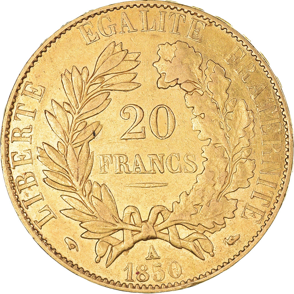 Moneta, Francia, Cérès, 20 Francs, 1850, Paris, BB+, Oro, KM:762, Gadoury:1059