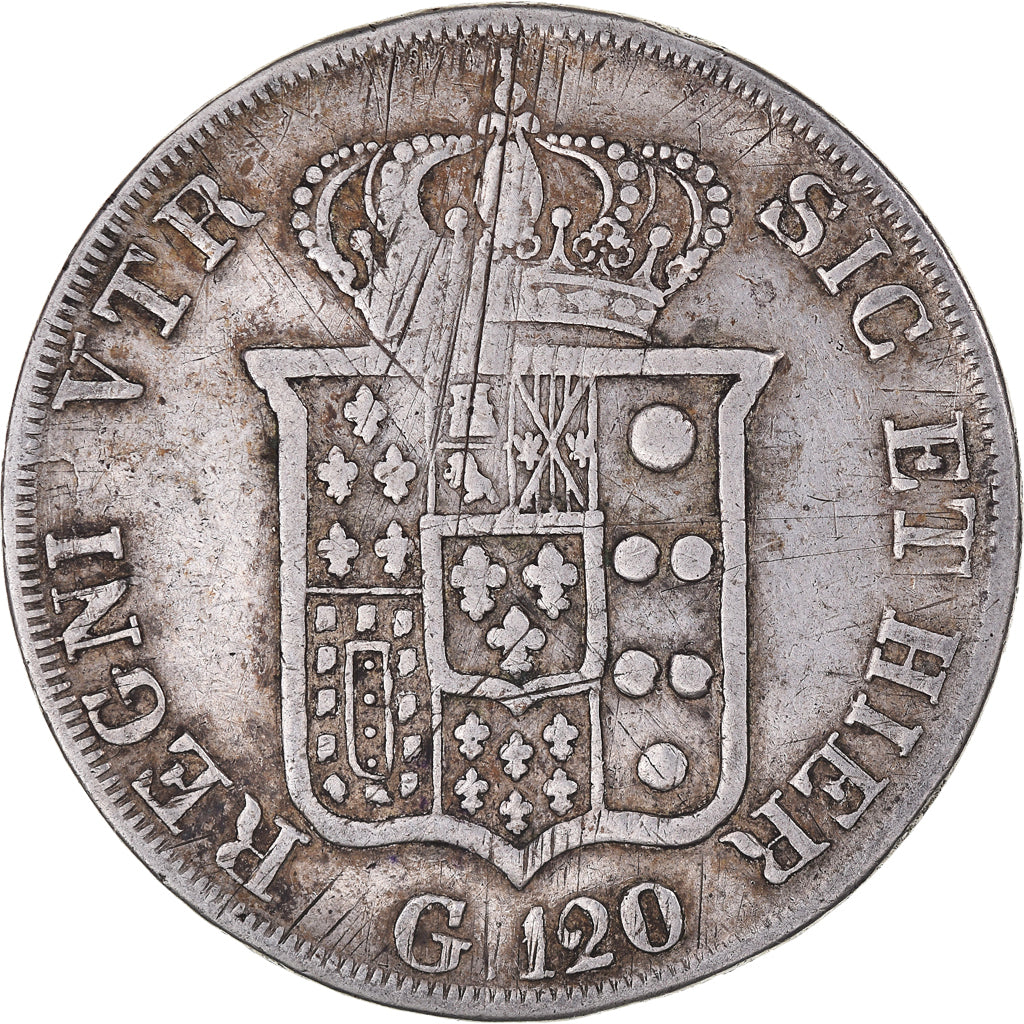 Coin, ITALIAN STATES, NAPLES, Ferdinando II, 120 Grana, 1834, VF(20-25), Silver