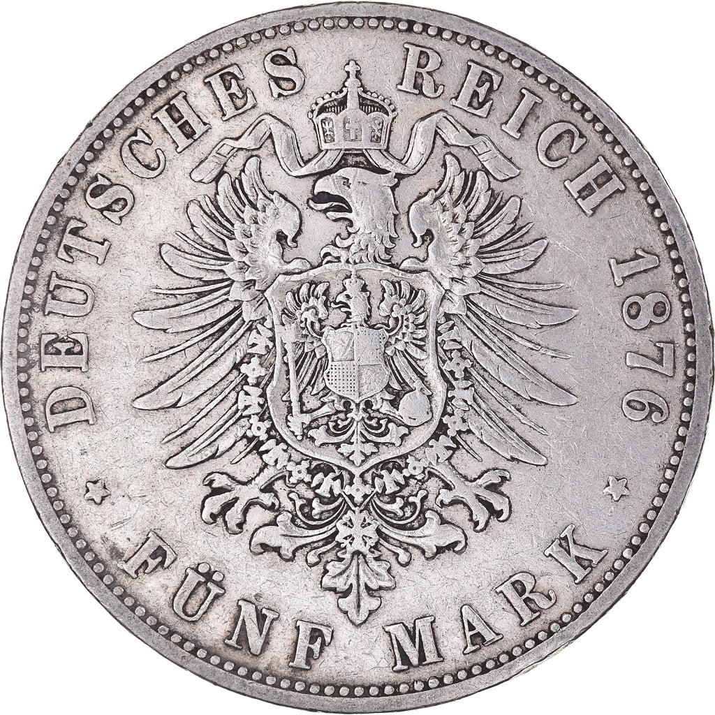 Coin, German States, PRUSSIA, Wilhelm I, 5 Mark, 1876, VF(30-35), Silver, KM:503