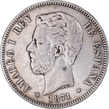 Monnaie, Espagne, Amadeao I, 5 Pesetas, 1871, Madrid, TB+, Argent, KM:666