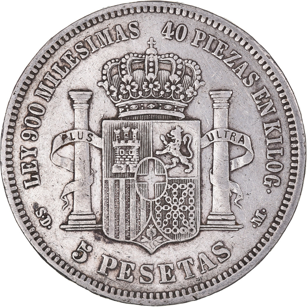 Monnaie, Espagne, Amadeao I, 5 Pesetas, 1871, Madrid, TB+, Argent, KM:666