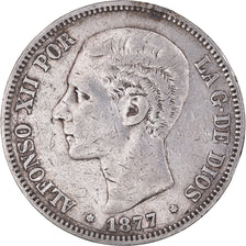 Monnaie, Espagne, Alfonso XII, 5 Pesetas, 1877, Madrid, TB+, Argent, KM:676