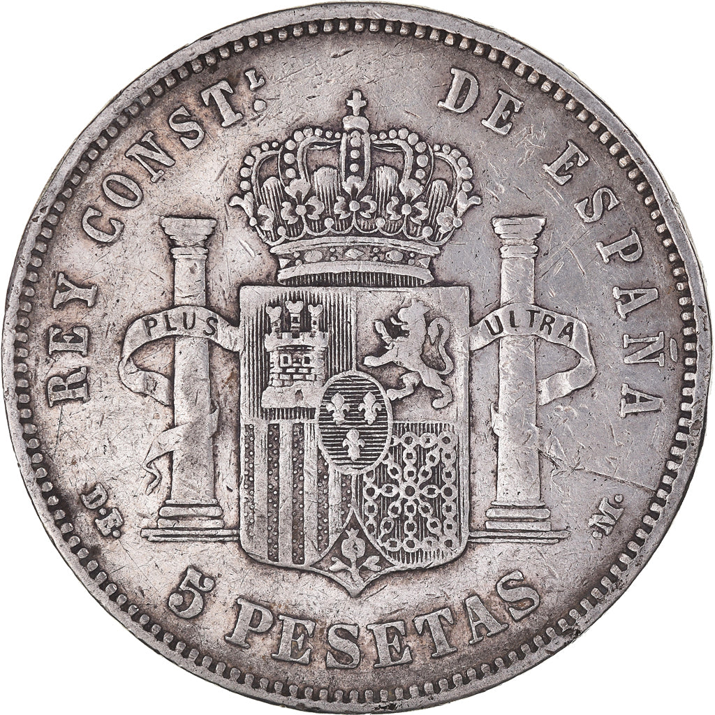 Monnaie, Espagne, Alfonso XII, 5 Pesetas, 1877, Madrid, TB+, Argent, KM:676