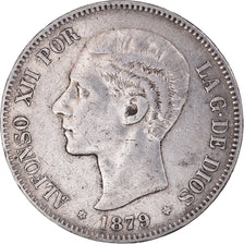 Moneda, España, Alfonso XII, 5 Pesetas, 1879, BC+, Plata, KM:676