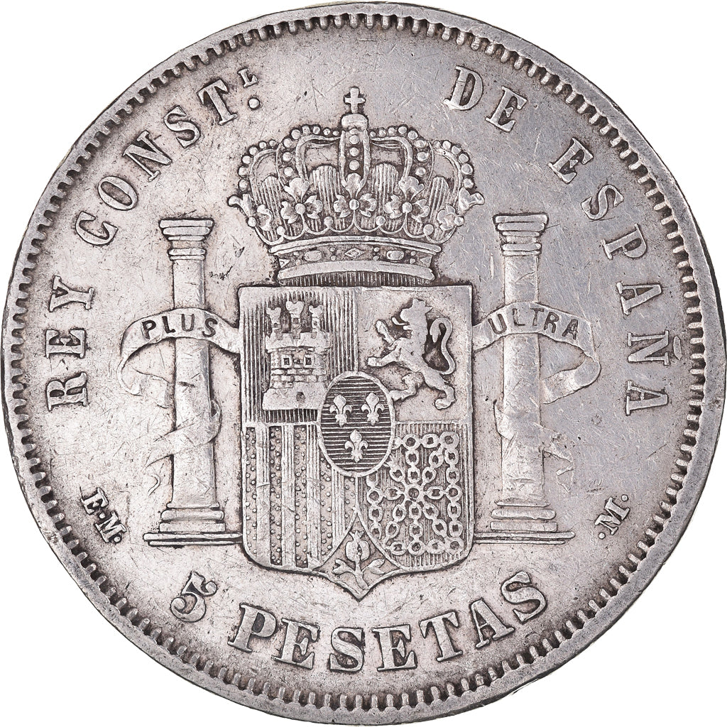 Moneda, España, Alfonso XII, 5 Pesetas, 1879, BC+, Plata, KM:676