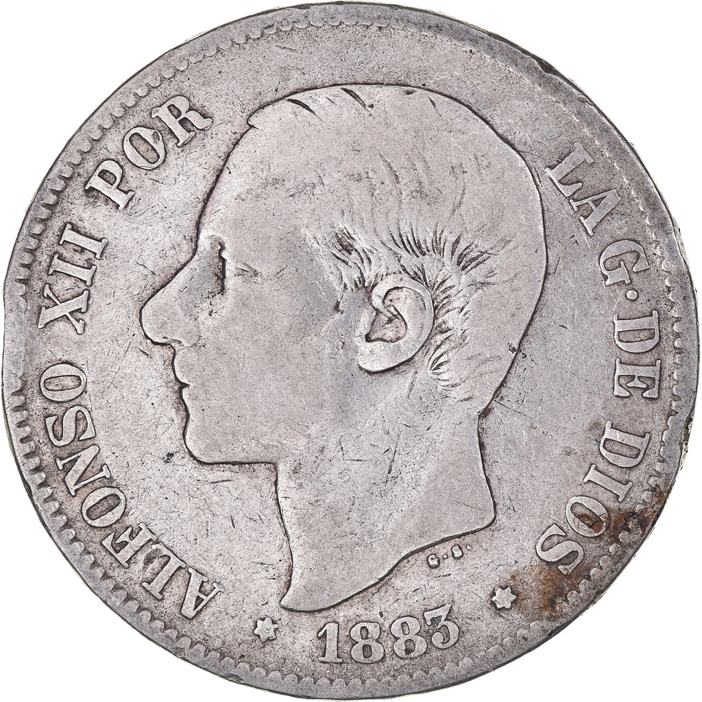 Coin, Spain, Alfonso XII, 5 Pesetas, 1883, Madrid, VF(20-25), Silver, KM:688