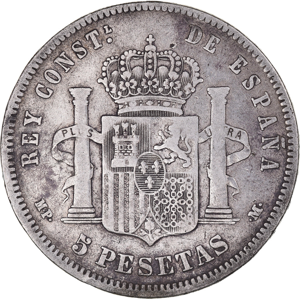 Coin, Spain, Alfonso XIII, 5 Pesetas, 1889, Madrid, VF(20-25), Silver, KM:689