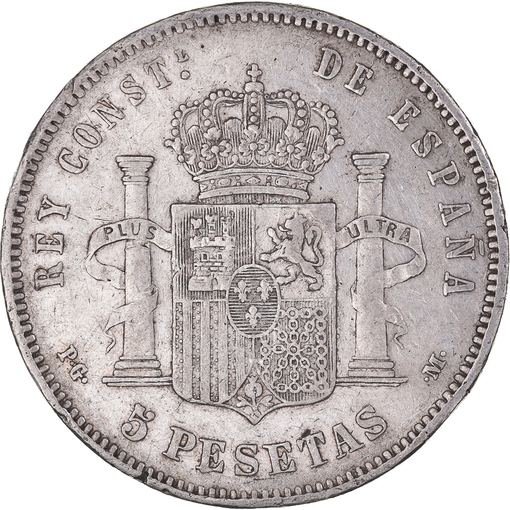 Coin, Spain, Alfonso XIII, 5 Pesetas, 1892, VF(30-35), Silver, KM:689