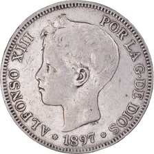 Coin, Spain, Alfonso XIII, 5 Pesetas, 1897, Madrid, VF(30-35), Silver, KM:707