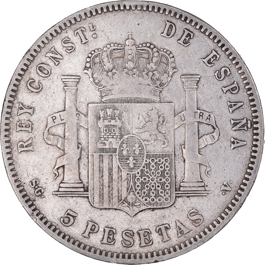 Coin, Spain, Alfonso XIII, 5 Pesetas, 1897, Madrid, VF(30-35), Silver, KM:707