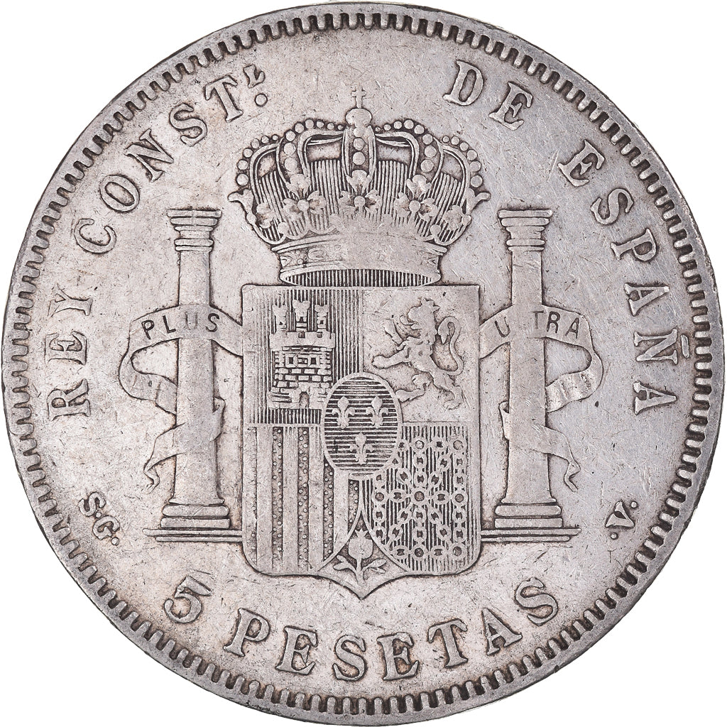 Münze, Spanien, Alfonso XIII, 5 Pesetas, 1897, Madrid, S+, Silber, KM:707