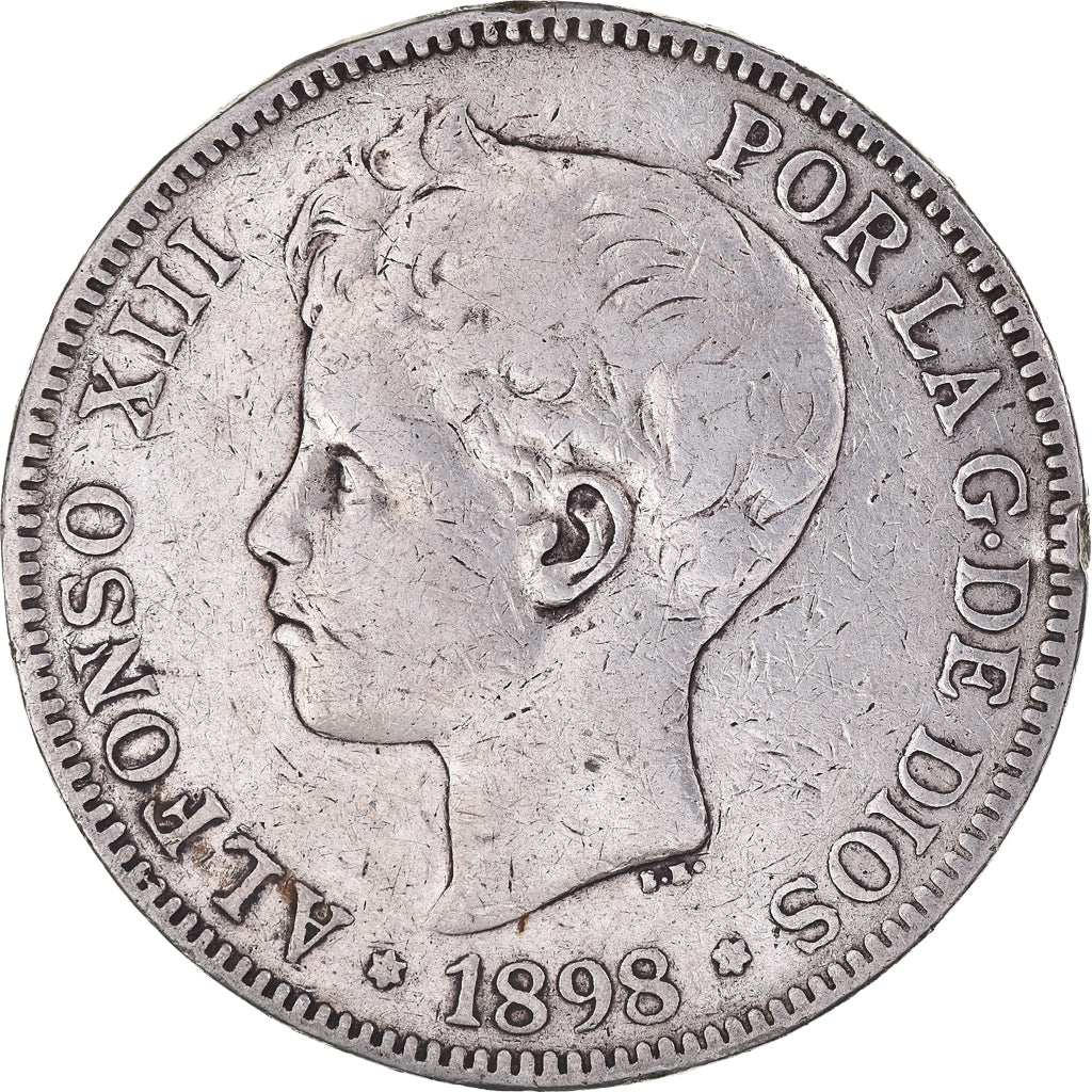 Coin, Spain, Alfonso XIII, 5 Pesetas, 1898, Madrid, VF(30-35), Silver, KM:707