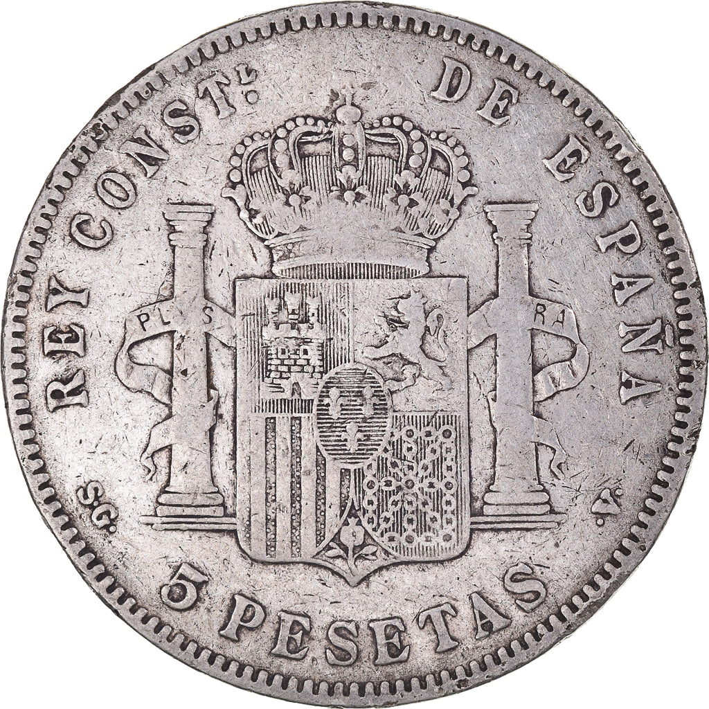 Coin, Spain, Alfonso XIII, 5 Pesetas, 1898, Madrid, VF(30-35), Silver, KM:707