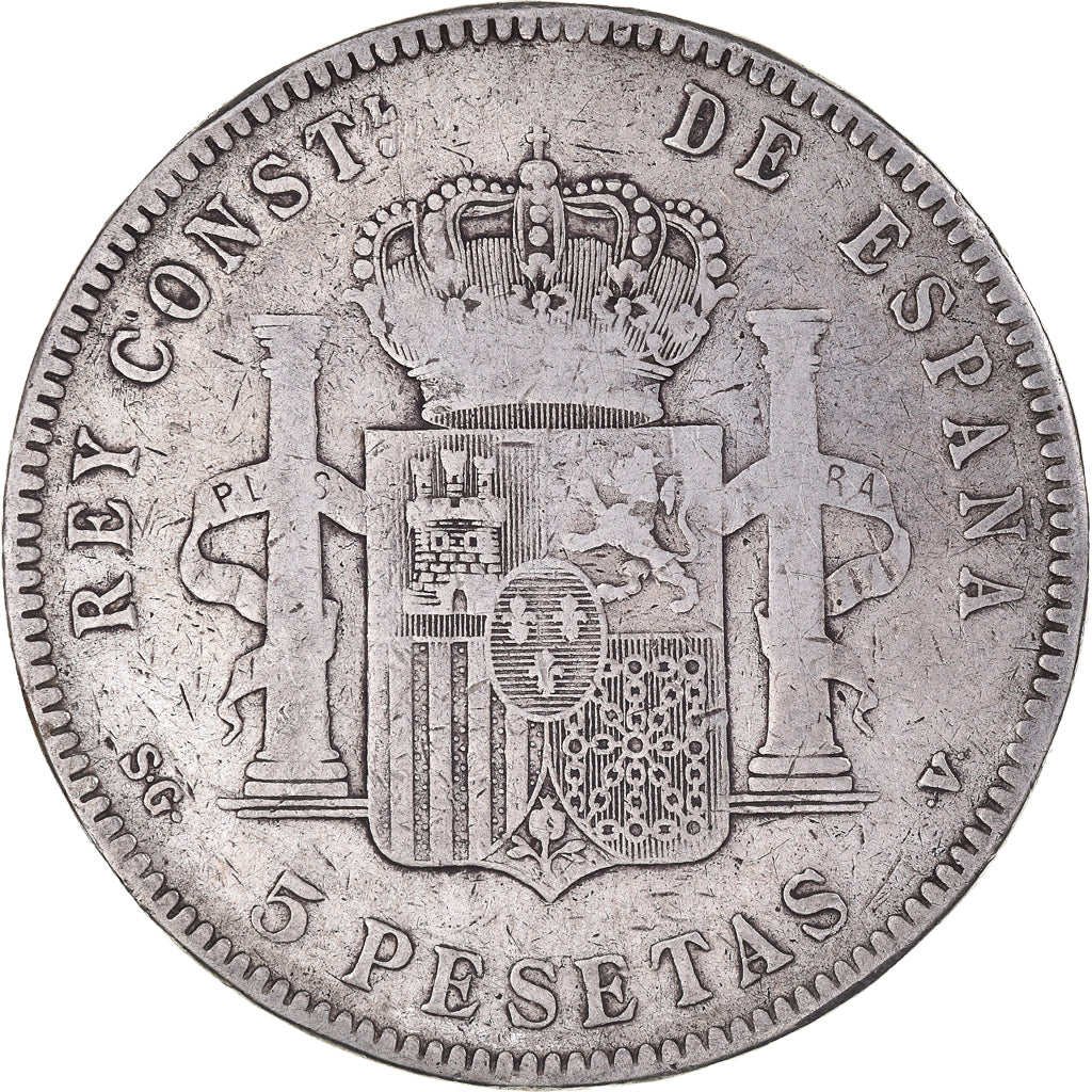 Coin, Spain, Alfonso XIII, 5 Pesetas, 1898, Madrid, VF(30-35), Silver, KM:707