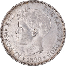 Coin, Spain, Alfonso XIII, 5 Pesetas, 1898, Madrid, AU(50-53), Silver, KM:707