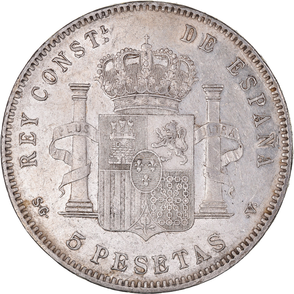 Munten, Spanje, Alfonso XIII, 5 Pesetas, 1898, Madrid, ZF+, Zilver, KM:707