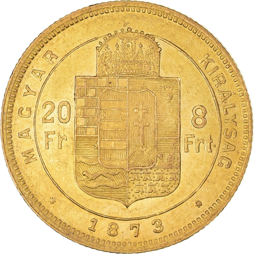 Münze, Ungarn, Franz Joseph I, 8 Forint 20 Francs, 1873, VZ, Gold, KM:455.1