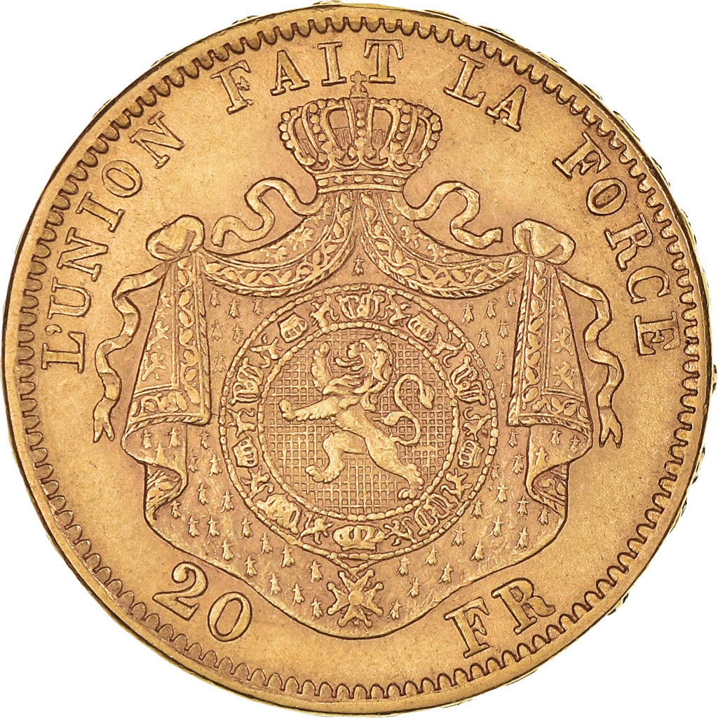Münze, Belgien, Leopold II, 20 Francs, 20 Frank, 1871, Small Date, VZ, Gold