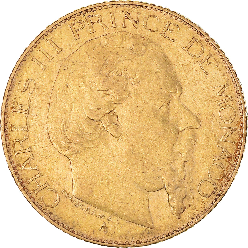 Coin, Monaco, Charles III, 20 Francs, Vingt, 1879, Paris, EF(40-45), Gold