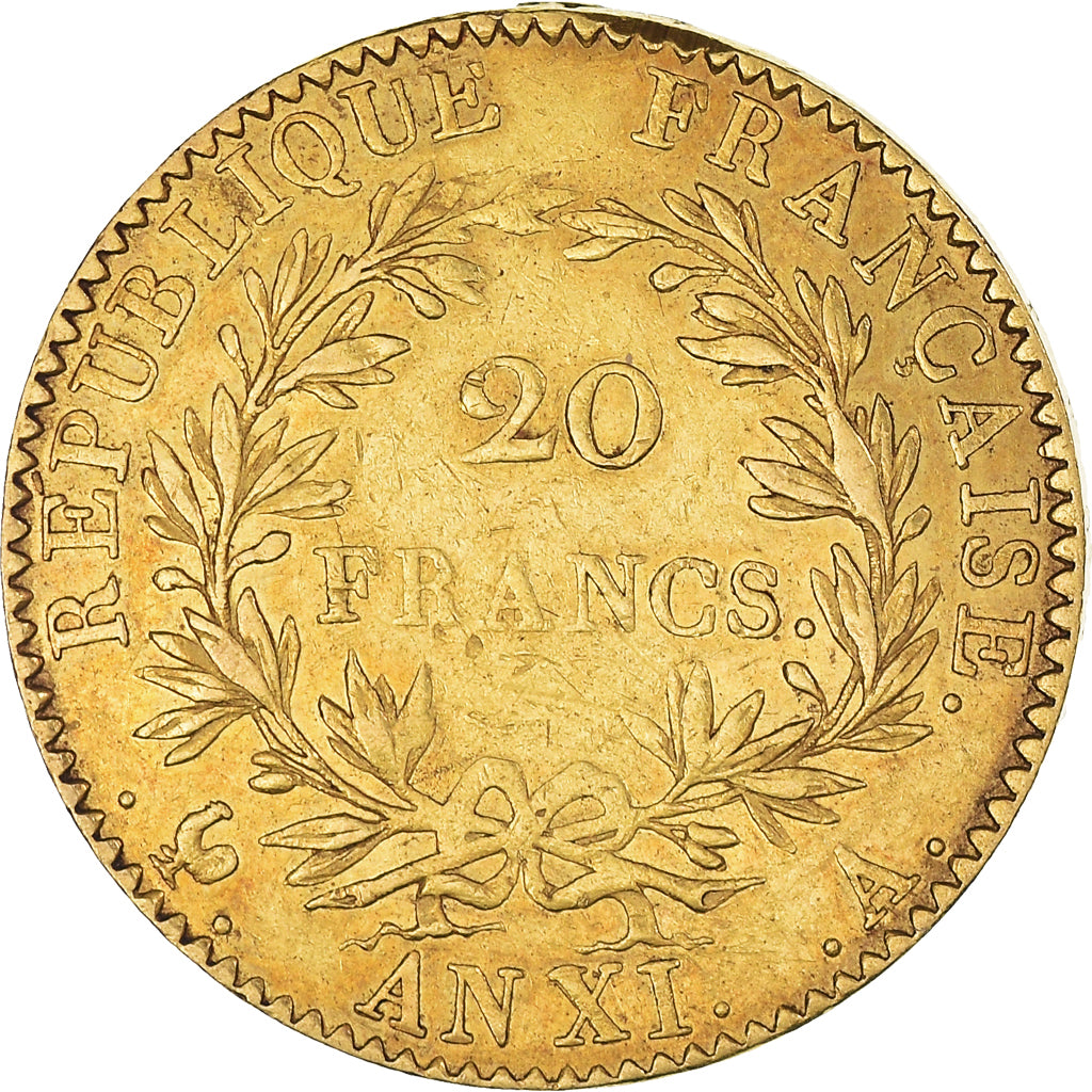 Moneta, Francia, Napoléon I, 20 Francs, An XI, Paris, BB+, Oro, KM:651
