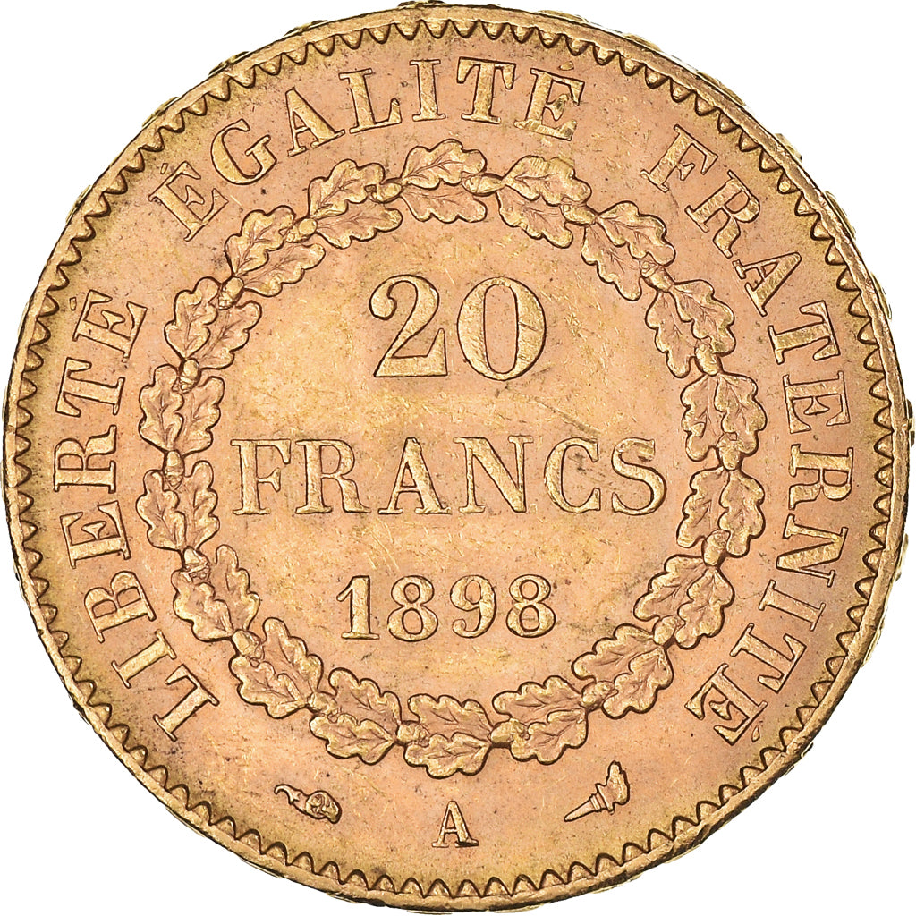 Moneda, Francia, Génie, 20 Francs, 1898, Paris, MBC+, Oro, KM:825, Gadoury:1063