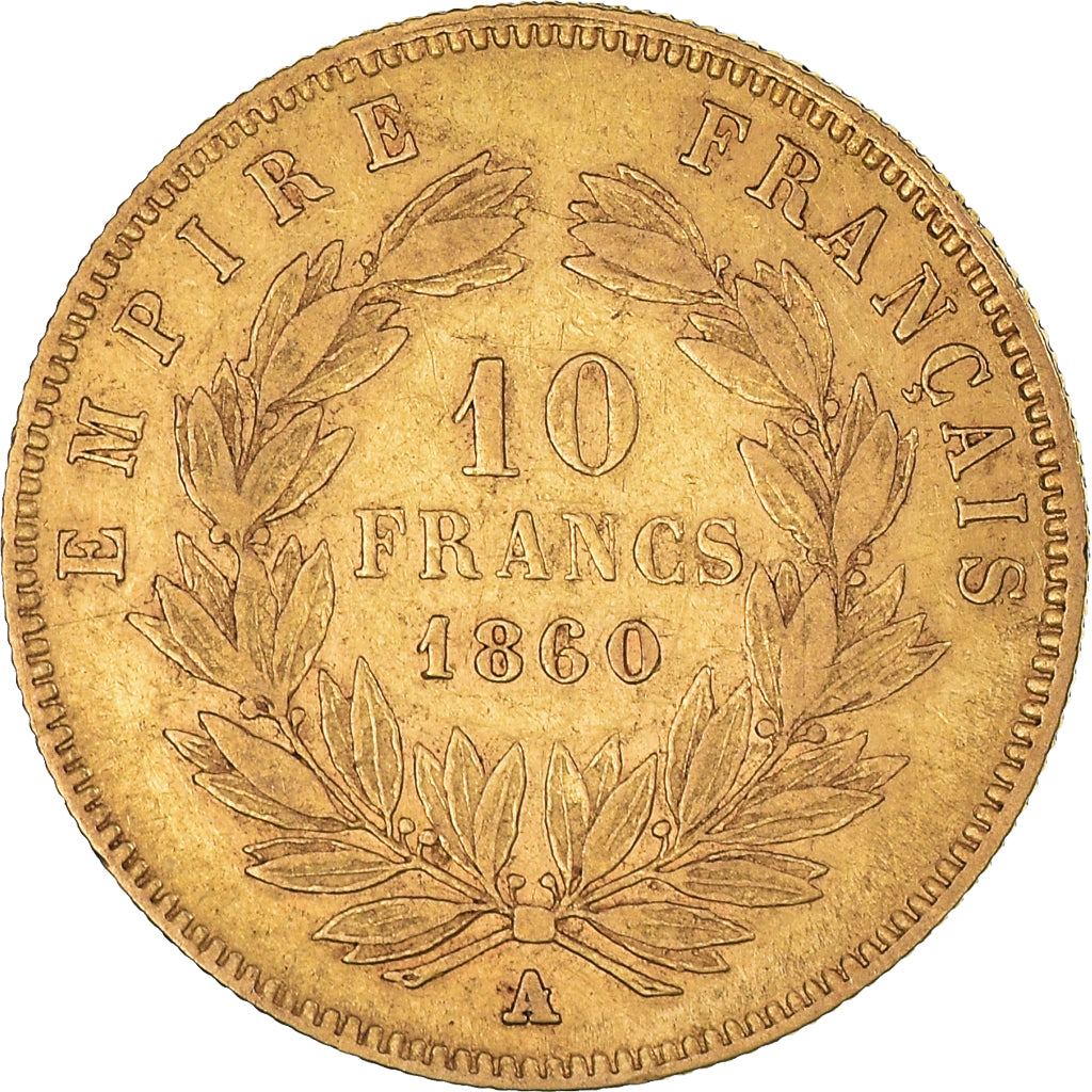 Coin, France, Napoleon III, 10 Francs, 1860, Paris, VF(30-35), Gold, KM:784.3