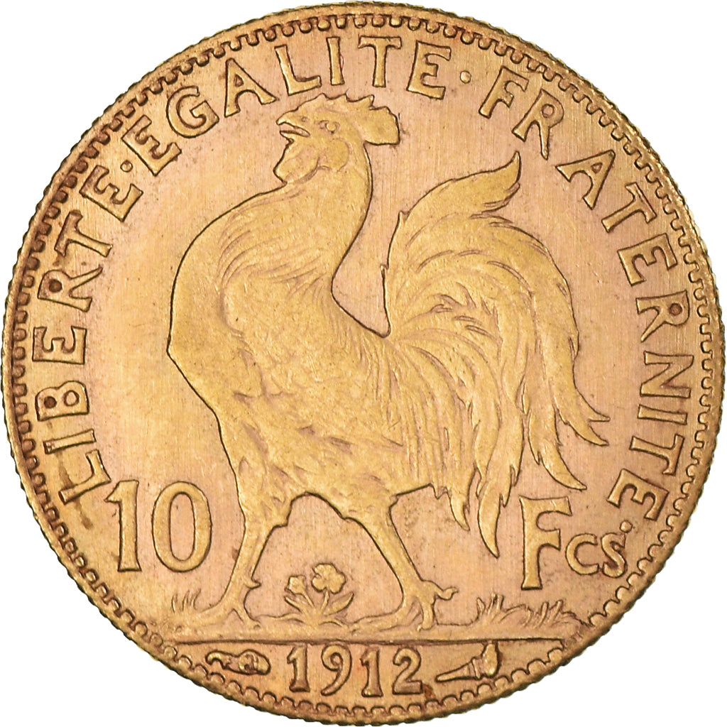 Monnaie, France, Marianne, 10 Francs, 1912, Paris, Coq, TTB, Or, Gadoury:1017