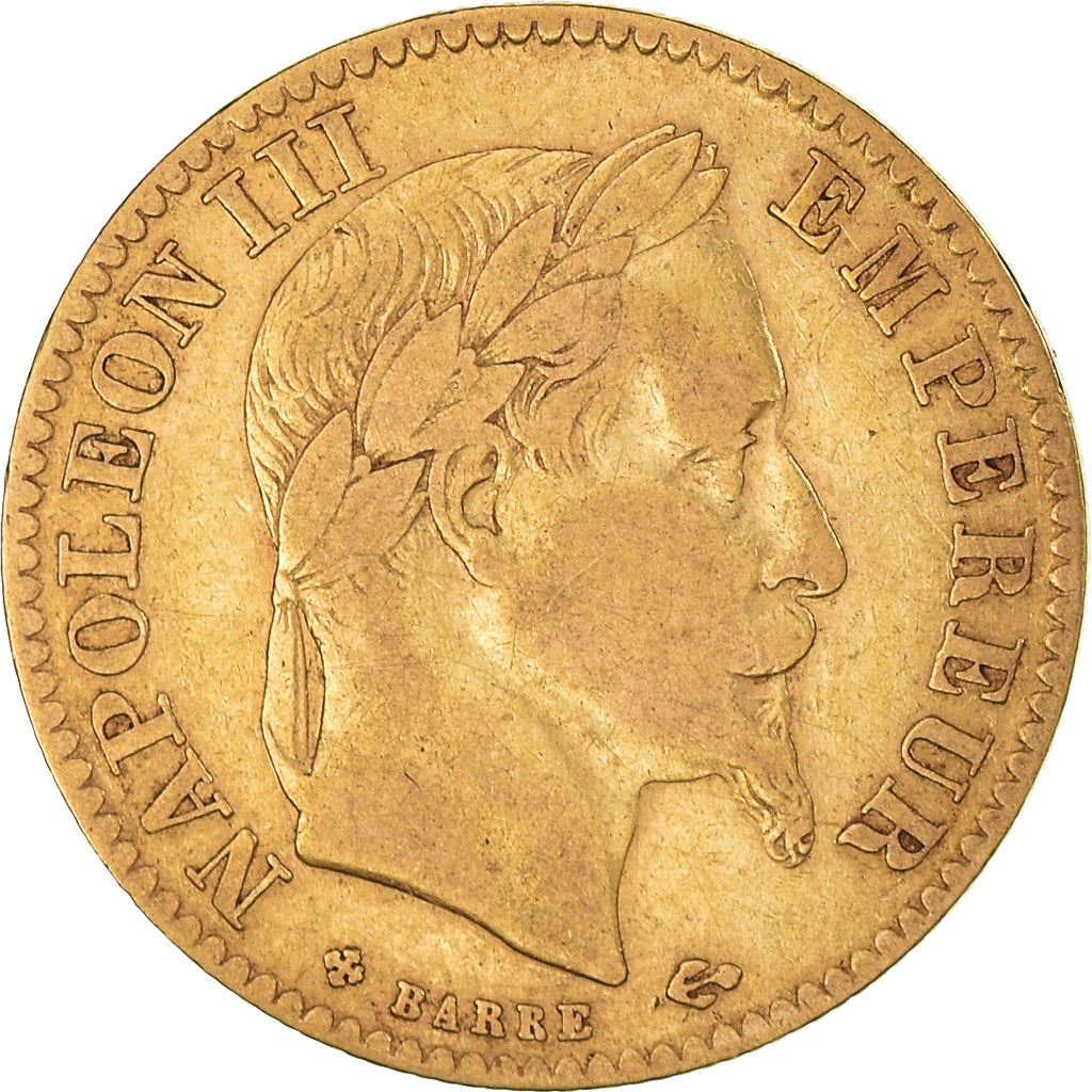 Münze, Frankreich, Napoleon III, 10 Francs, 1866, Strasbourg, S+, Gold