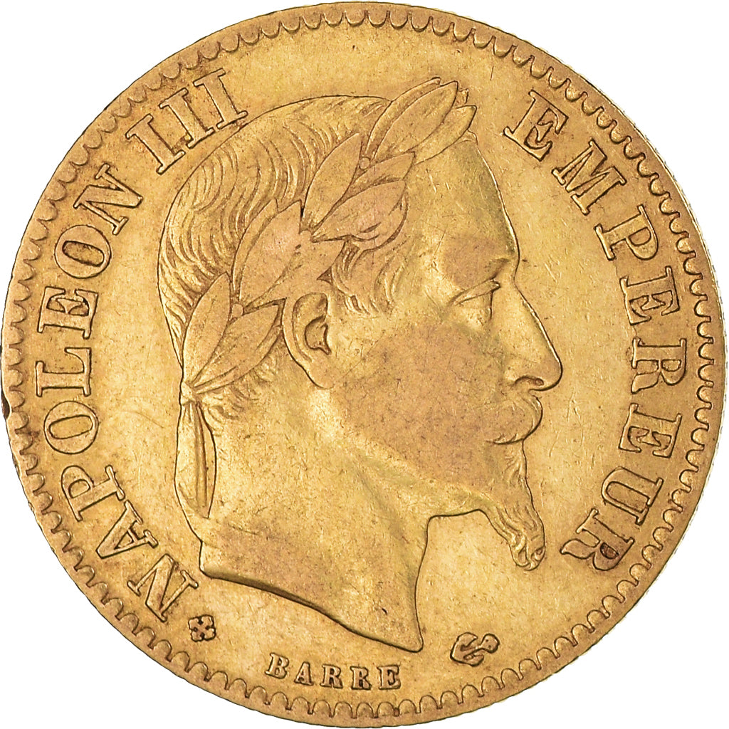 Moeda, França, Napoleon III, 10 Francs, 1866, Strasbourg, VF(30-35), Dourado