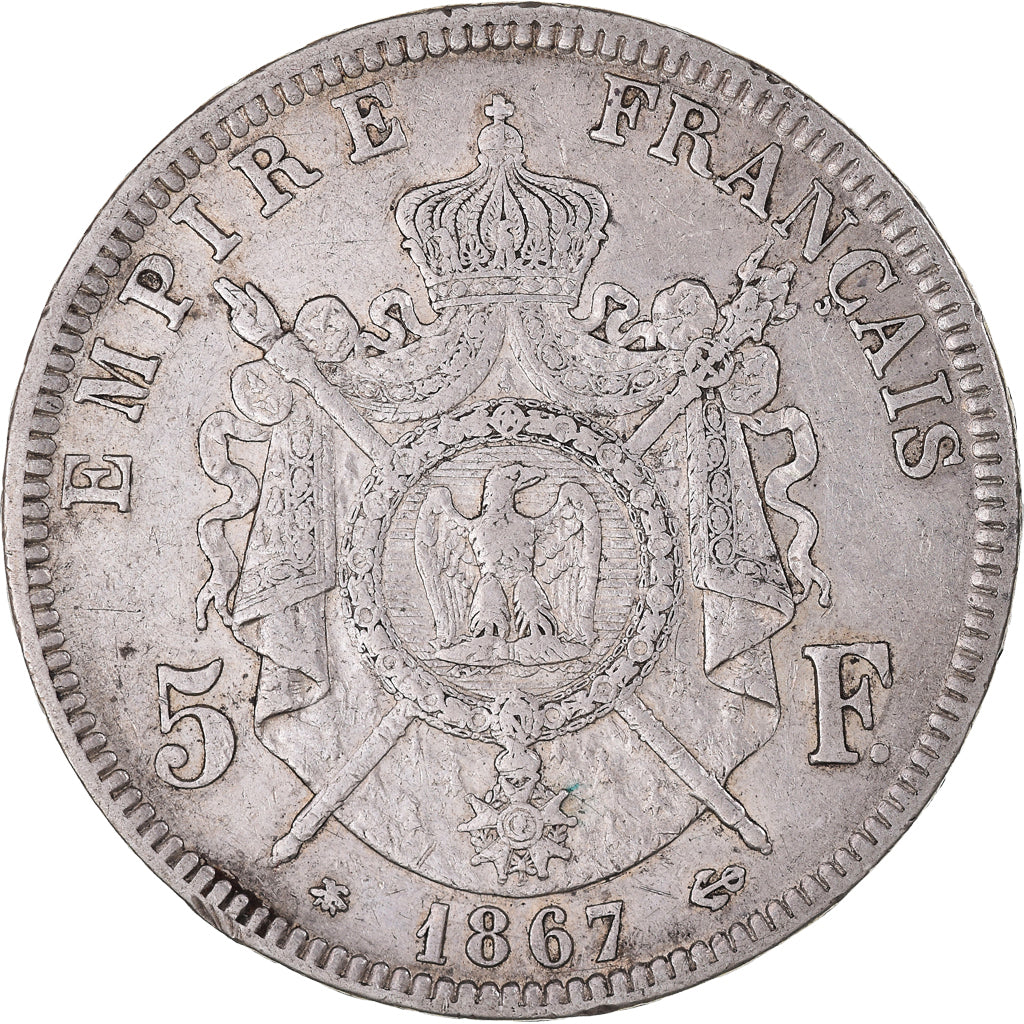 Munten, Frankrijk, Napoléon III, 5 Francs, 1867, Paris, ZF, Zilver, KM:799.1