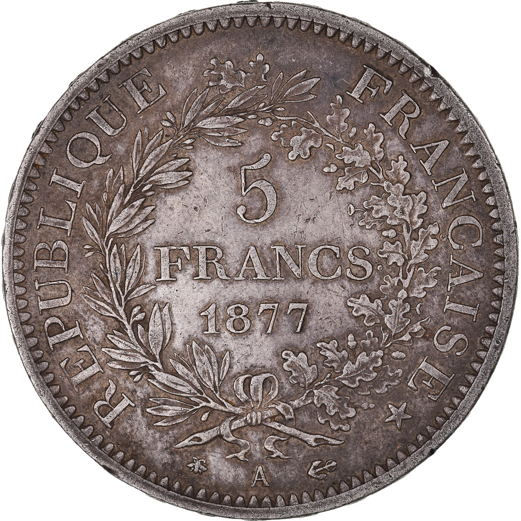 Coin, France, Hercule, 5 Francs, 1877, Paris, AU(50-53), Silver, KM:820.1