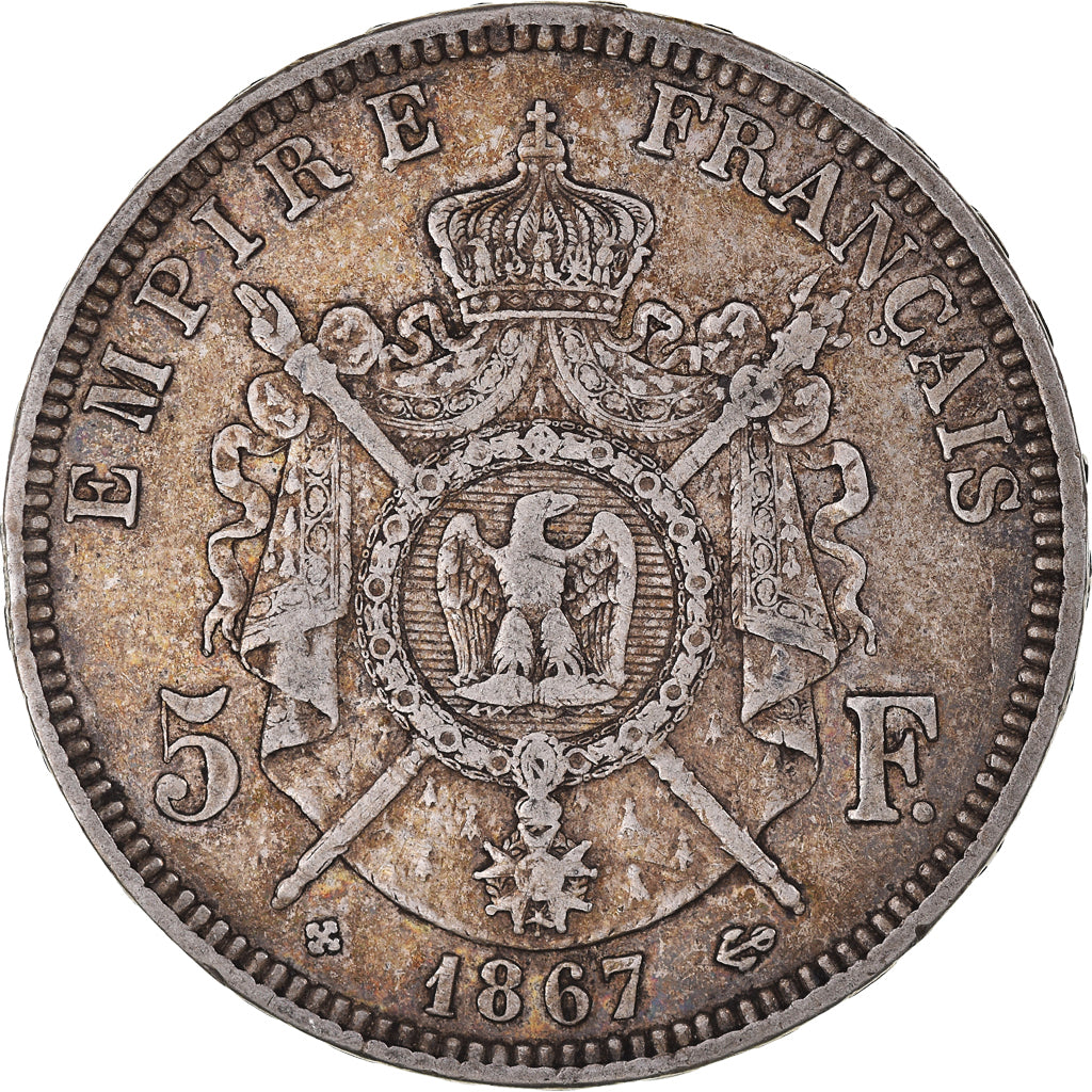 Coin, France, Napoléon III, 5 Francs, 1867, Strasbourg, VF(30-35), Silver