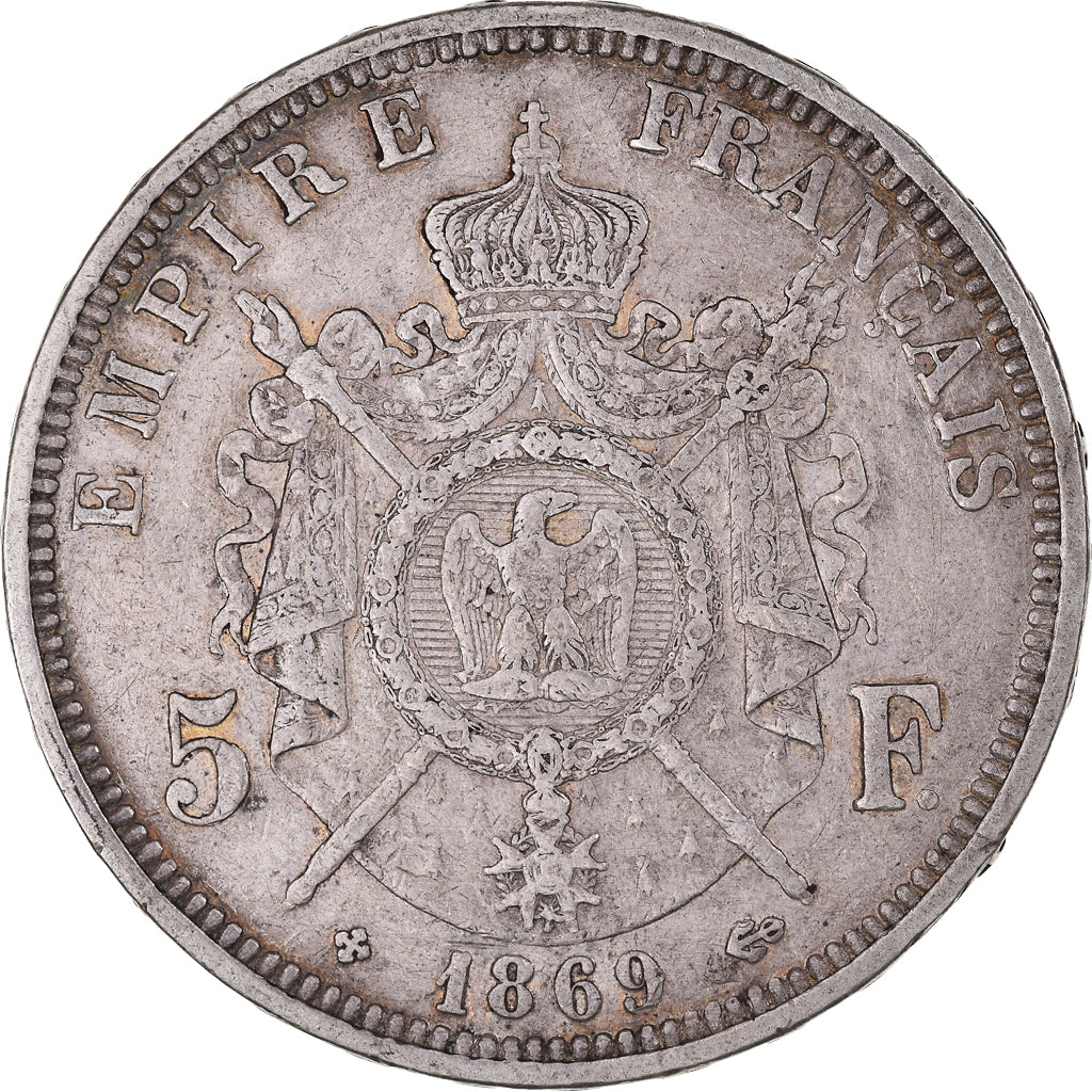 Coin, France, Napoleon III, 5 Francs, 1869, Strasbourg, VF(30-35), Silver