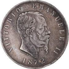Coin, Italy, Vittorio Emanuele II, 5 Lire, 1872, Milan, VF(30-35), Silver