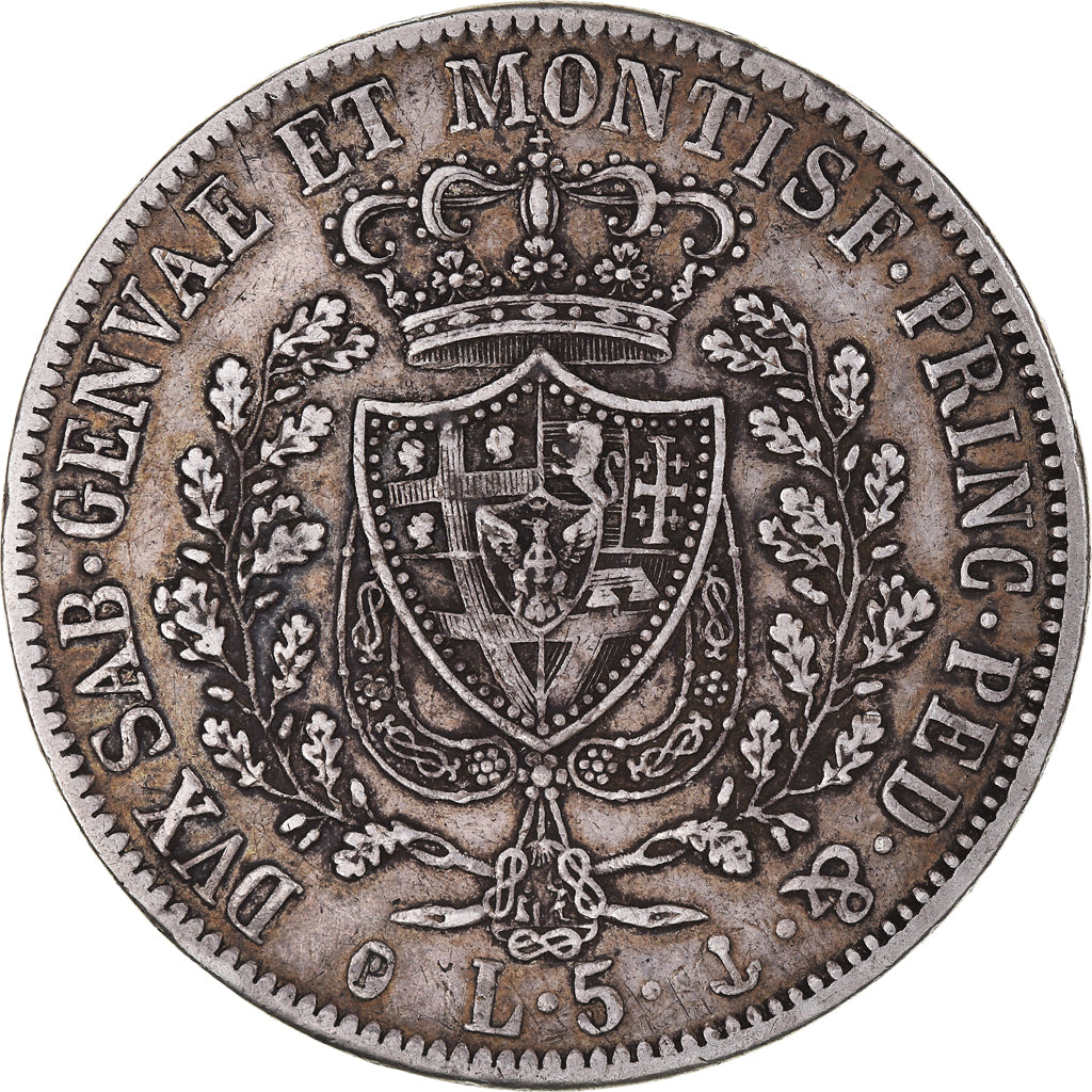 Moneda, Estados italianos, SARDINIA, Carlo Felice, 5 Lire, 1830, Torino, MBC