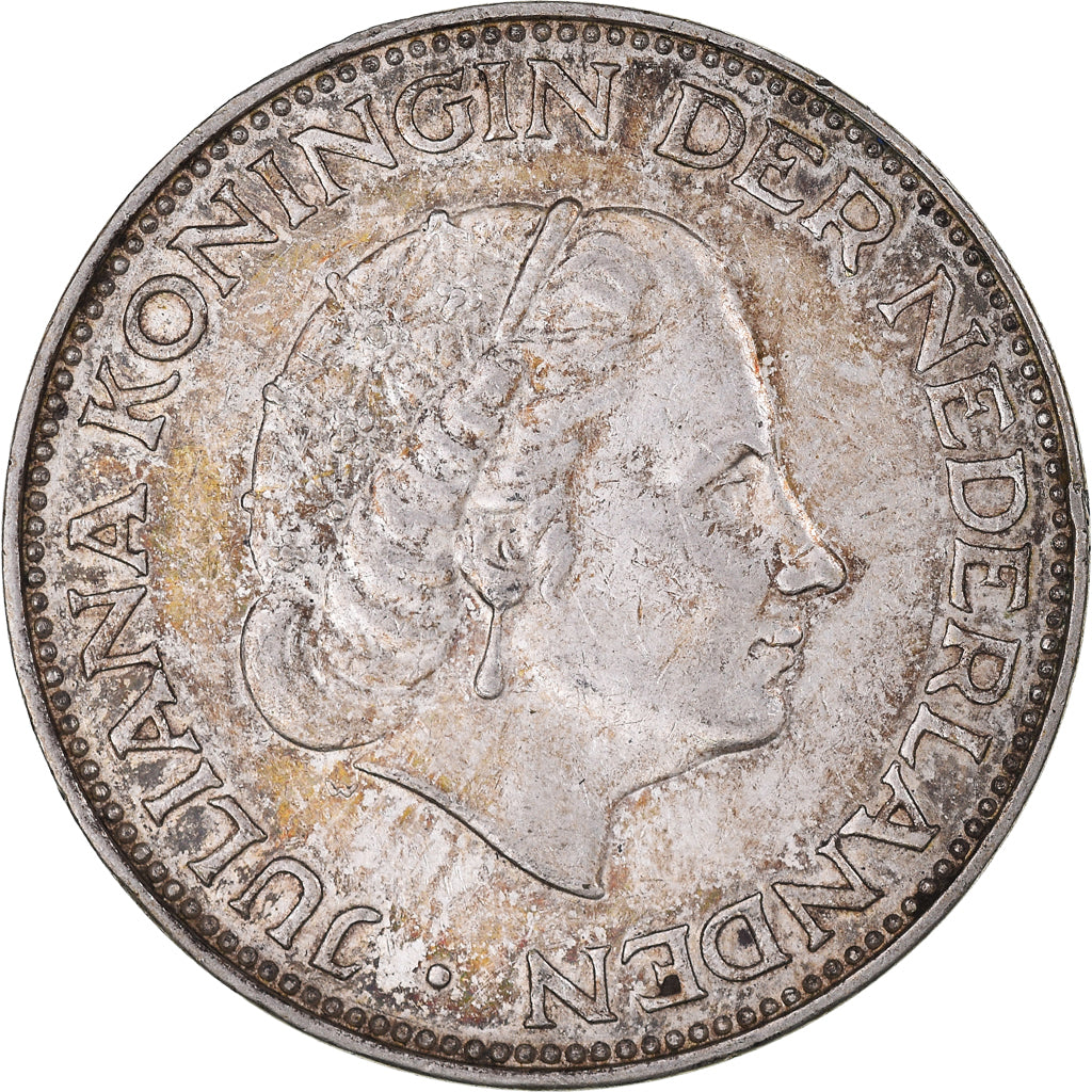 Münze, Niederlande, Juliana, 2-1/2 Gulden, 1962, SS+, Silber, KM:185