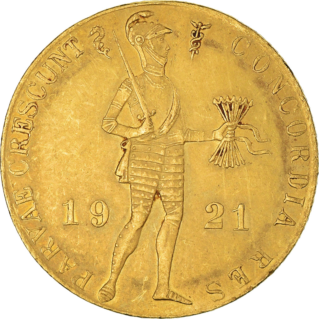 Munten, Nederland, Wilhelmina I, Ducat, 1921, Utrecht, ZF+, Goud, KM:83.1a