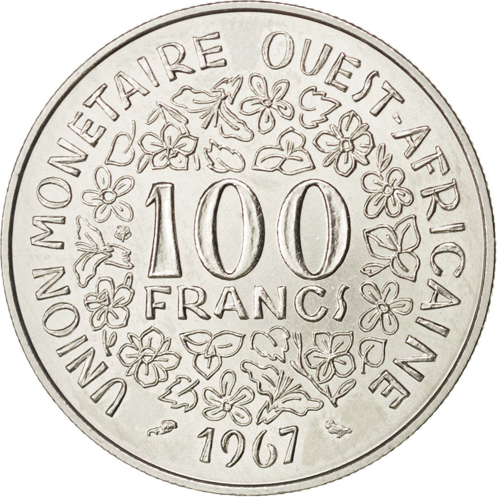 WEST AFRICAN STATES, 100 Francs, 1967, KM #E4, MS(63), Nickel, 7.05