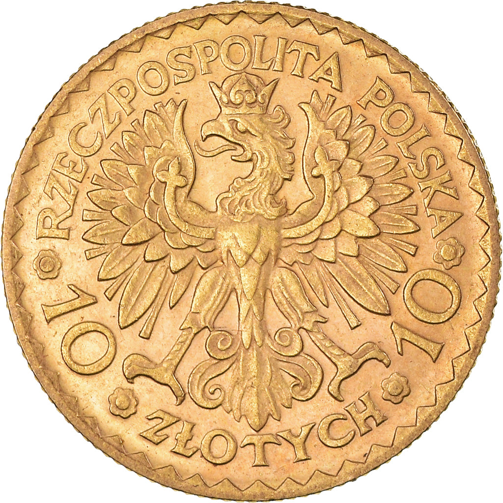 Moneda, Polonia, 10 Zlotych, 1925, Warsaw, SC+, Oro, KM:32