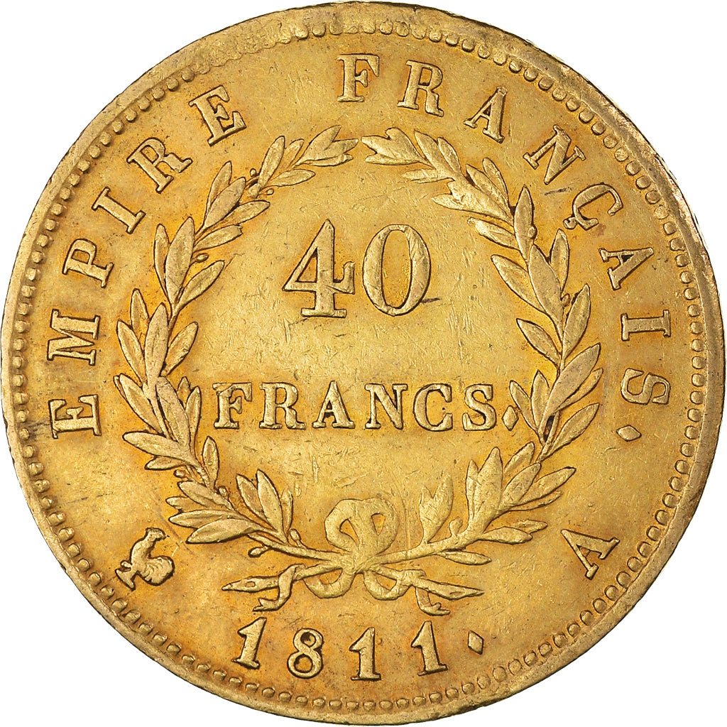 Coin, France, Napoléon I, 40 Francs, 1811, Paris, AU(50-53), Gold, KM:696.1