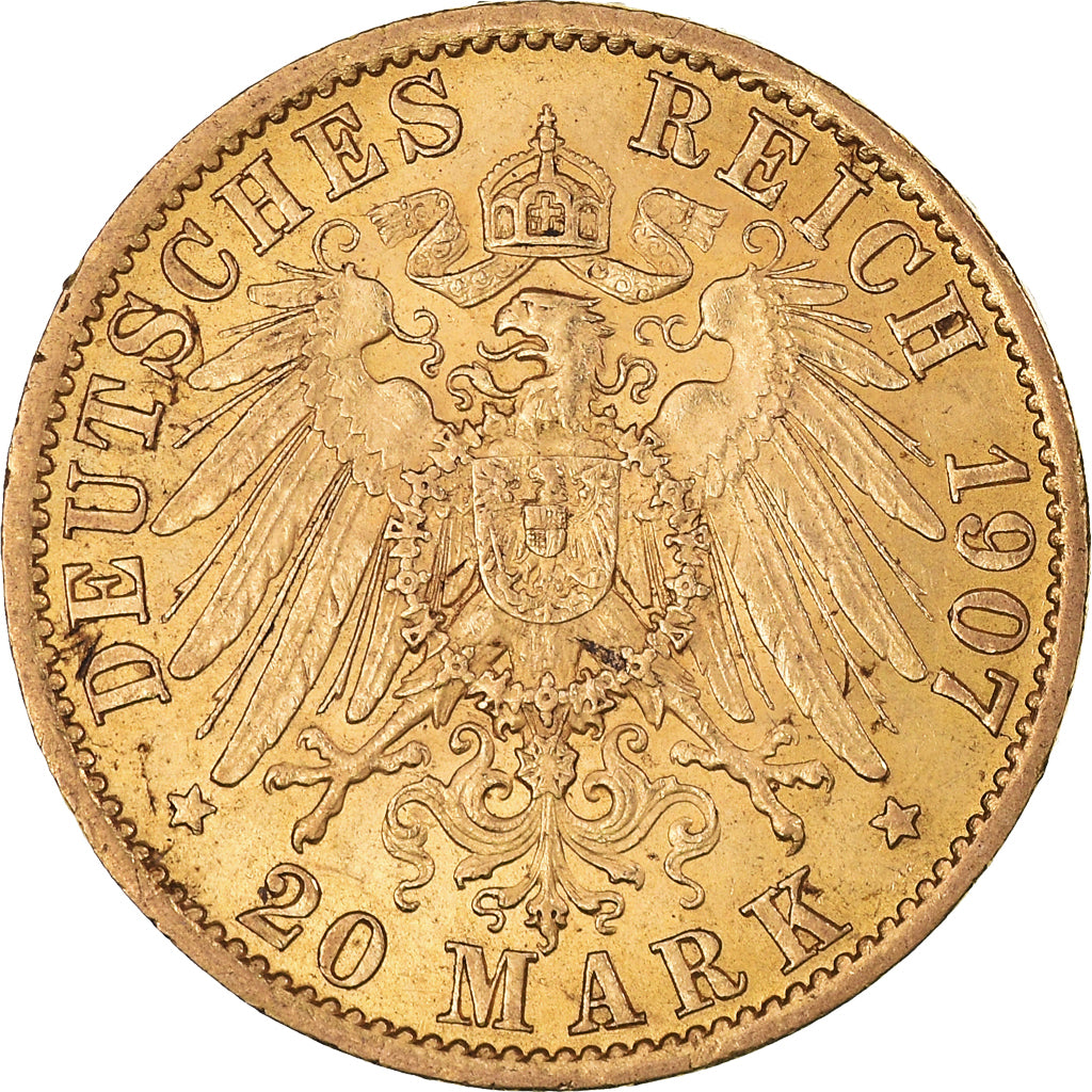 Monnaie, Etats allemands, PRUSSIA, Wilhelm II, 20 Mark, 1907, Berlin, TTB+, Or